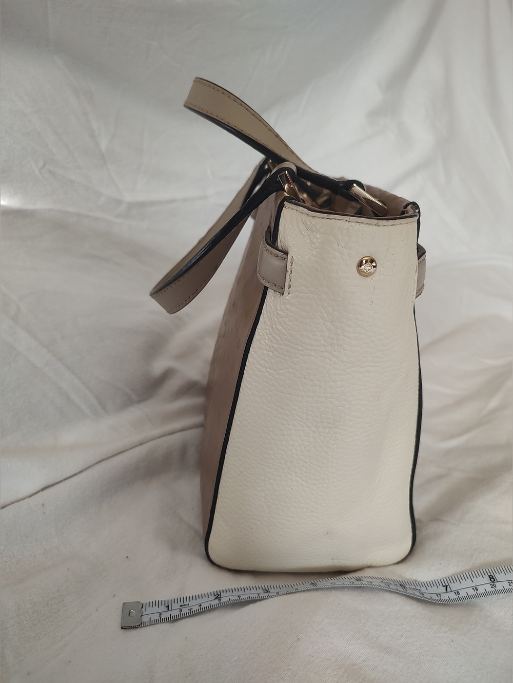 kate spade Two-Tone Taupe & White Structured Top-Handle Crossbody - Picture 8 of 12